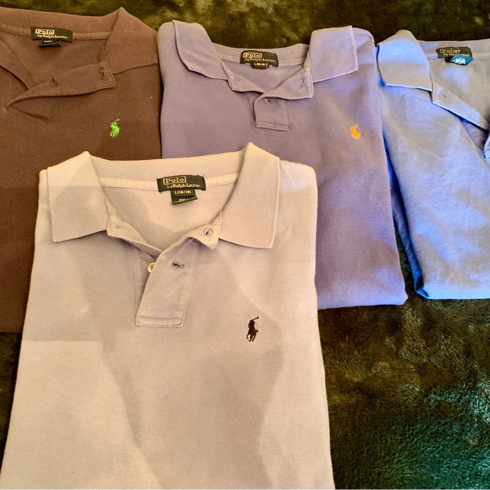 Ralph Lauren xl boys, Polo Lot in Lavender, Purple, Brown and Blue.$8 , 25 all!